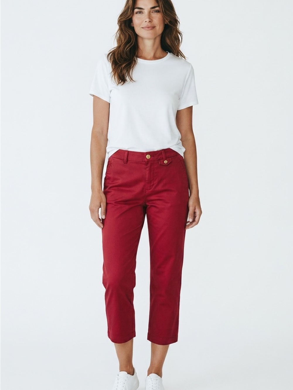 Dockers Womens Size 10 Cranberry Red Capri Pants Stretch Cropped Chino